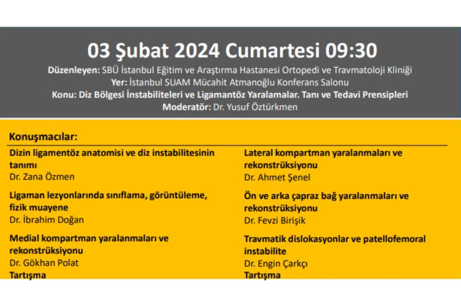 ''Diz Bölgesi İnstabiliteleri Ve Ligamantöz Yaralamalar. Tanı Ve Tedavi Prensipleri'' İstanbul Eğitim Ve Araştırma Hastanesi Ortopedi Ve Travmatoloji Kliniği