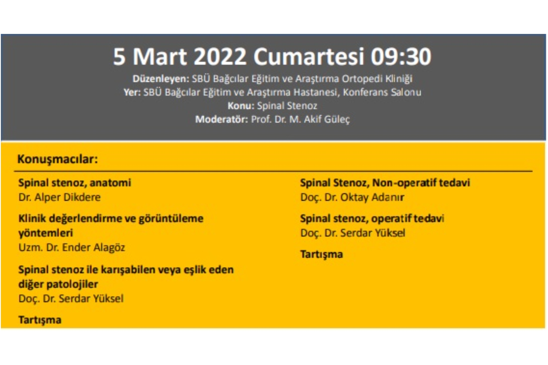 05.03.2022 Totder Set - ''Spinal Stenoz'' Sbü Bağcılar Eğitim Ve Araştırma Ortopedi Kliniği