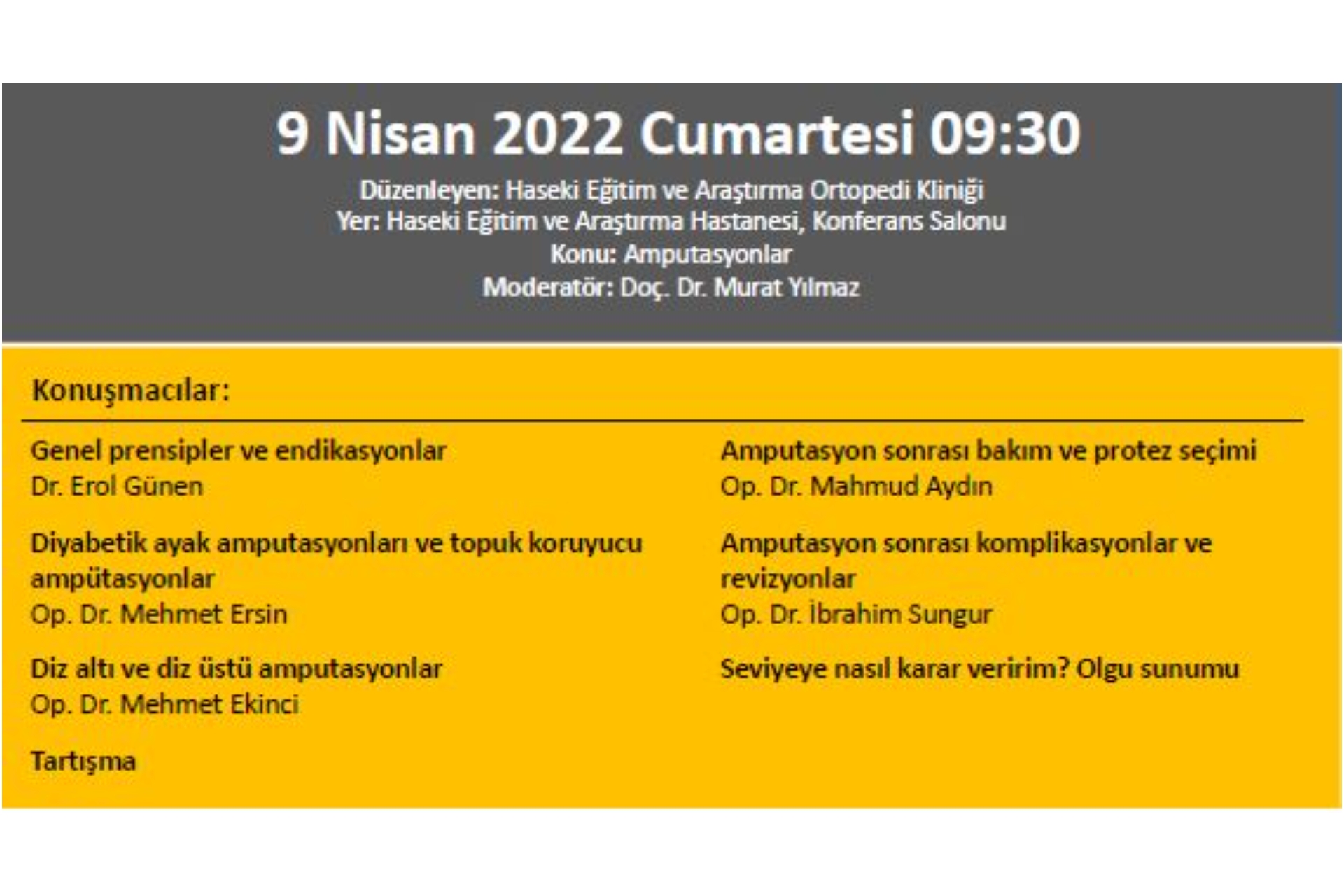 09.04.2022 Totder Set - ''Amputasyonlar'' Haseki Eğitim Ve Araştırma Hastanesi Ortopedi Kliniği