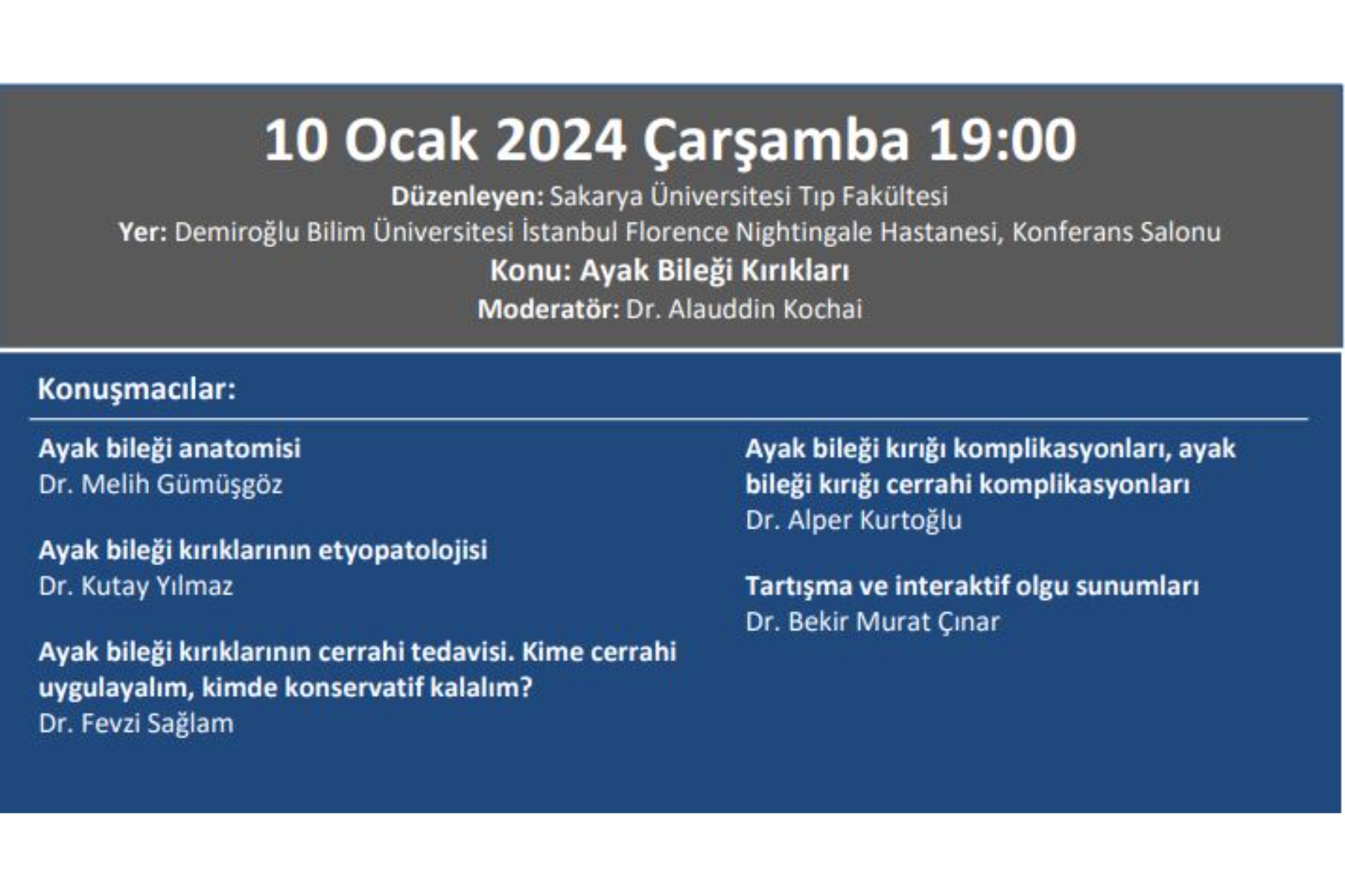 10.01.2024 Totder Travma - ''Ayak Bileği Kırıkları'' Sakarya Üniversitesi Tıp Fakültesi Ortopedi Ve Travmatoloji Anabilim Dalı