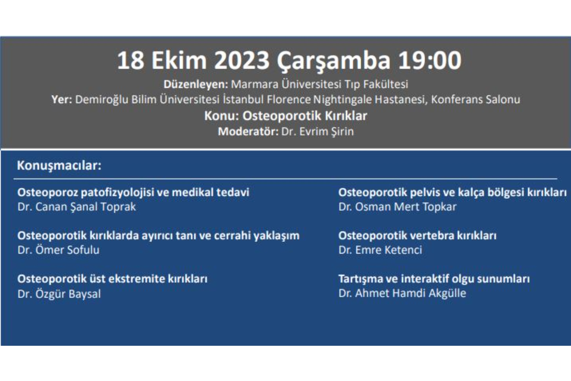 18.10.2023 TOTDER Travma - ''Osteoporotik Kırıklar'' Marmara Üniversitesi Tıp Fakültesi Ortopedi ve Travmatoloji Anabilim Dalı