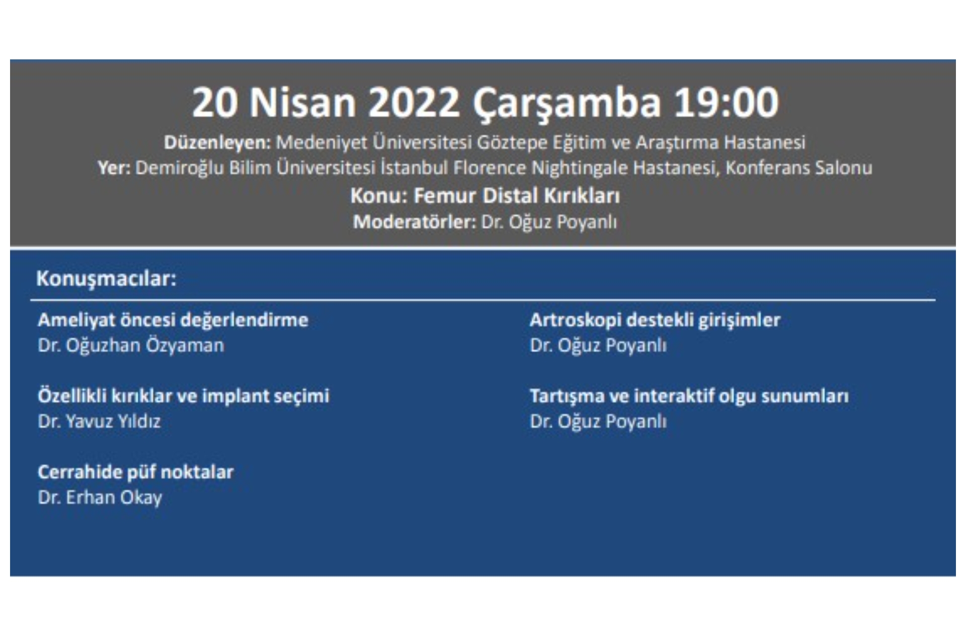 20.04.2022 Totder Travma - ''Femur Distal Kırıkları'' Medeniyet Üniversitesi Göztepe Eğitim Ve Araştırma Hastanesi Ortopedi Kliniği